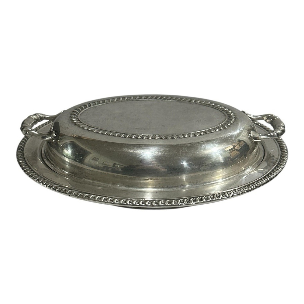Vtg Berwick Wm A Rogers Silver Plated Oval Vegetable Bowl Covered Serving Dish
